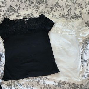 H&M Lace detail tshirt bundle - Size M Black & Cream